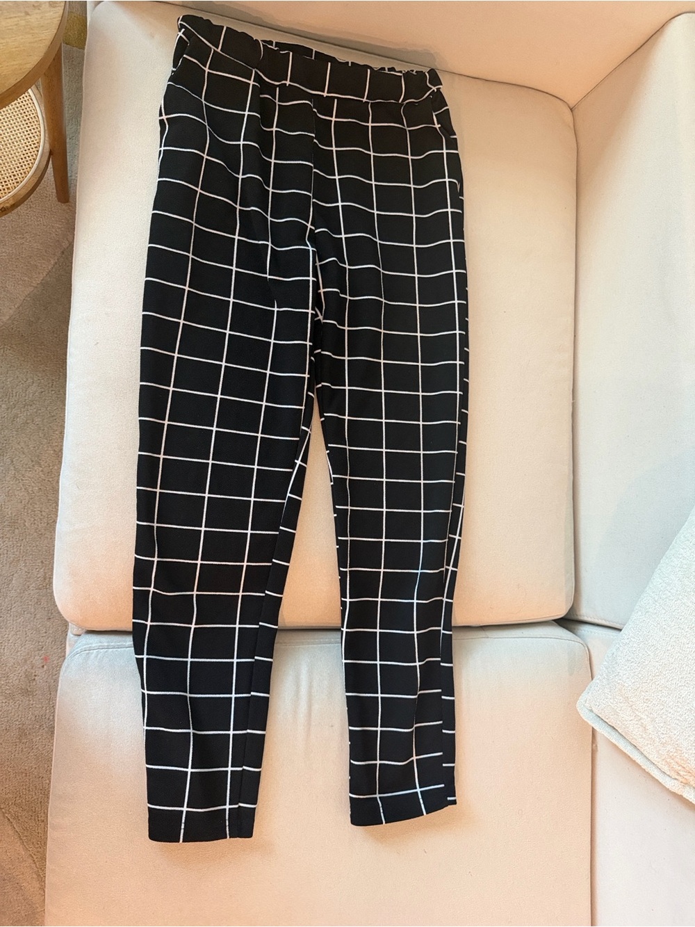 SHEIN Black Windowpane Skinny Ponte Pants Size L